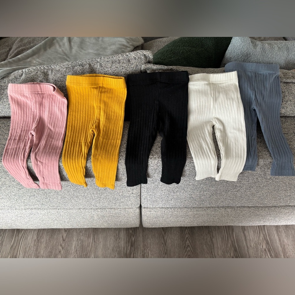 Source Unknown Kids Ribbed Leggings - Pink, Yellow, Black, White, Gray